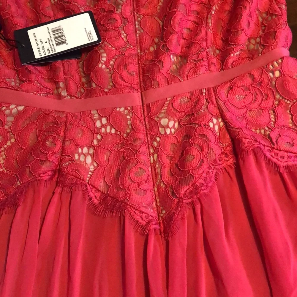 ADRIANNA PAPELL CHIFFON AND LACE MIDI DRESS - Picture 10 of 10